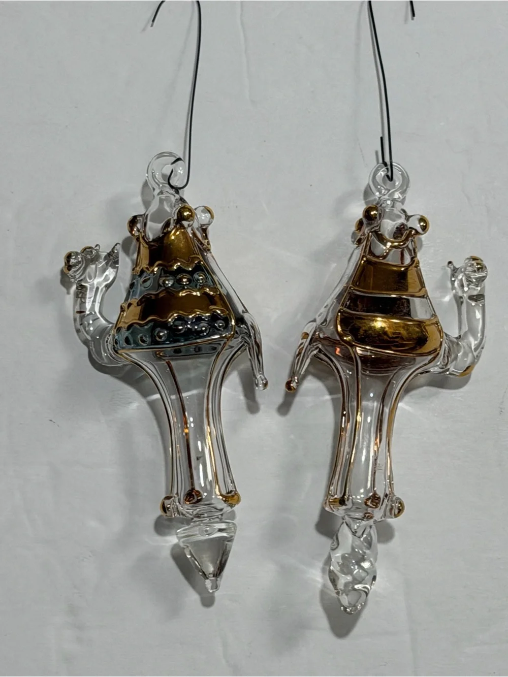 Glass Camel Holiday Ornaments with Gold Accents